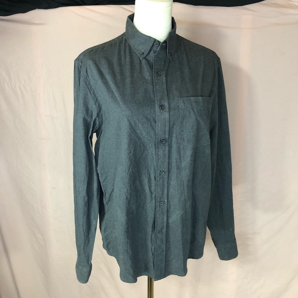 Ladies Long-Sleeve Button-Down Shirt - Charcoal Gray Size Small Banana Republic